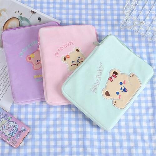 Tablet Sleeve Cute Pouch for iPad Air 4 10.9 2020 Pro 10.5 11 Inch Protective Cover Case Cartoon Bear Girls Ins Travel Bag