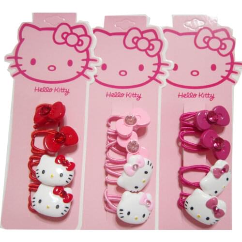 Sanrio hello kitty hair rope cartoon children bow hairpin point drill hair clip head rope cute girl hair accessories rubber ban