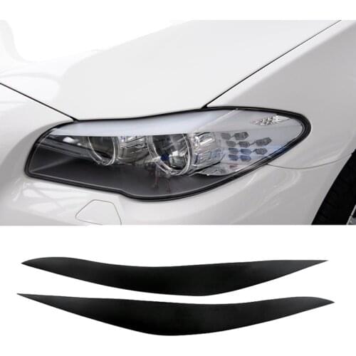 For BMW 5 Series F10 F11 F18 2010-2017 Gloss Black Headlights Eyebrow Eyelid Trim Cover Sticker Refitting