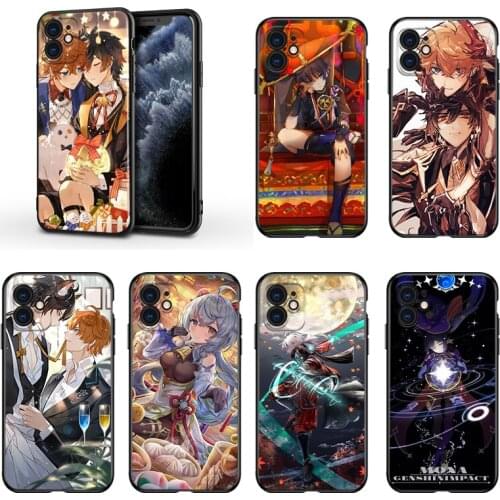 Game Genshin Impact For Apple iPhone 13 12 11 Mini XS XR X Pro MAX SE 2020 8 7 6 5 5S Plus Black Silicone Phone Case