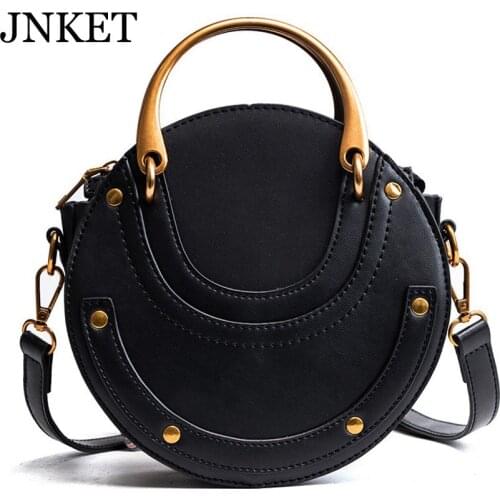 JNKET New Fashion Womens Round Bag PU Leather Shoulder Bag Handbag Casual Sling Bag Tote Bag Crossbody Bag