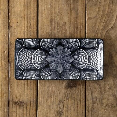 Ceramic Plate Bohemia Retro Rectangle Blue Sushi Dinner Saucer Tablewre Porcelain Dish Household Kitchen Supplies Dinnerware