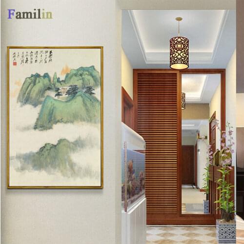 Chinese Traditional Landscape Ink Painting Canvas Posters Print Modern Wall Art Pictures For Living Room Bedroom Aisle Studio