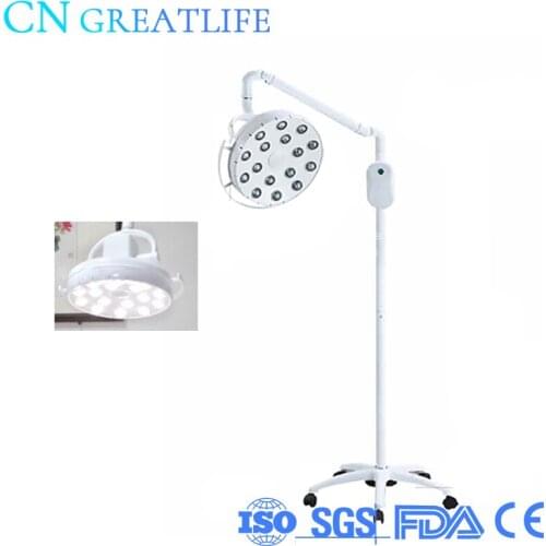 48w Lamp 16 Leds Vertical Floor Standing Mobile Type Medical Exam Shadowless Lamp Standing Dental Led Operation Light