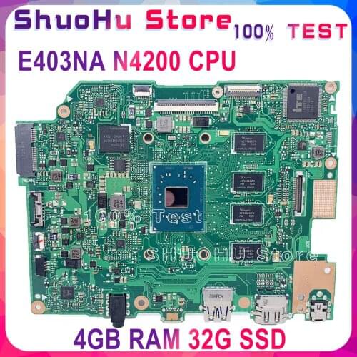 KEFU E403NA Motherboard For ASUS E403NA Laptop Motherboard Tested 100% work original Mainboard N4200 CPU 4G RAM EMMC_32G