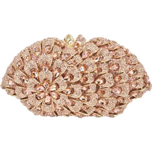 Bee In Fly Fashion Luxury Box & Rhinestone Fan crystal flower Clutch Bags for Ladies Purse Wedding Bridal Evening Bags