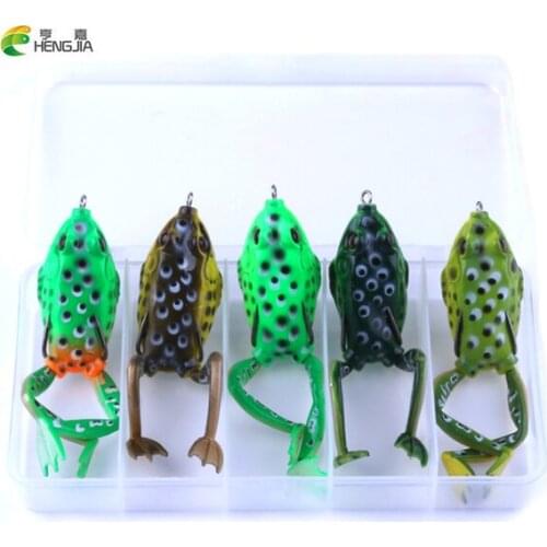 5pcs Topwater Frog Lure Fishing Lure Set Kit Target Frog Lure 55mm/15.5g Snakehead Lure Topwater Simulation Frog Soft Bass Bait