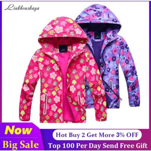 Teenage Girls Spring Jacket Girls 2020 Newest Print Hooded Zipper Windbreaker For Girls Waterproof Jacket Kids Outerwear Clothes