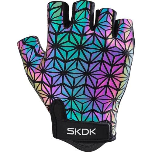 Cycling Gloves Outdoor Laser Gradient Half-Finger Sports Gloves Colorful Protective Breathable Training Fitness Gloves