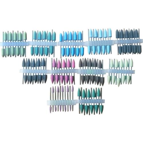 100pcs Mixed 2.35mm SILICONE Polishers Resin Base Diamond Polishing Burs For Dentist Tool