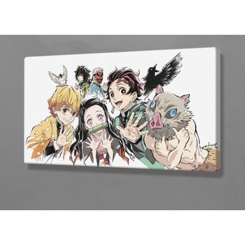 Tanjiro Nezuko Zenitsu Inosuke Demon Slayer Poster Wooden Frame Canvas Wall Art Decoration prints Dorm Framed decor Painting