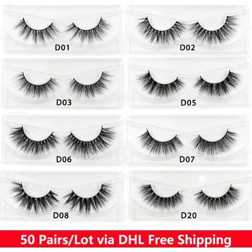 Wholesale 50 Pairs/Lot Eyelashes 3D Mink Lashes Handmade Mink Eyelashes Natural Long False Eyelashes Cross Thick Lashes Eyelash