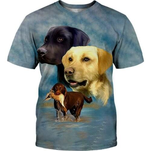3DT shirt mens short-sleeved 3D printed T-shirt Labrador Retriever casual trend loose large size quick-drying popular