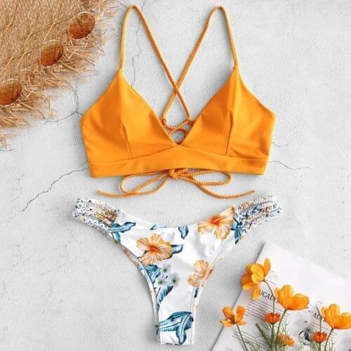 Sexy Bikini Set high Waist Swimwear Womens Bikini Cut Flower Two Piece Swimsuit Pushups Swimwear Beachwear peldkostimi