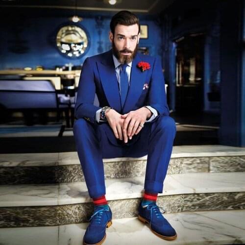 Wide Peaked Lapel Men Suits 2 Pieces Custome Homme New Fashion Man Blazers Slim Fit Terno Masculino (Jacket+Pants)