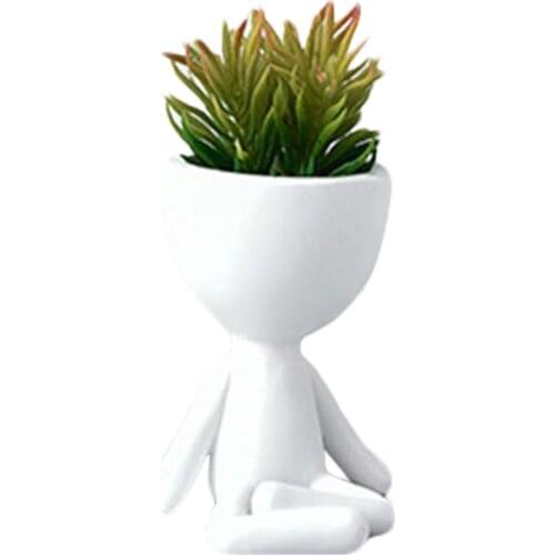 Nordic Abstract Sculpture Flower Pot Portrait Art White Flower Pot Flower Arrangement Living Room Model Room Soft Decoration