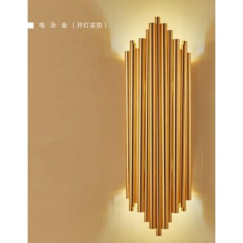 Modern LED wall lamp aluminum wall sconce metal lighting design lamps champagne gold tube light pipe minimalism luxury lights