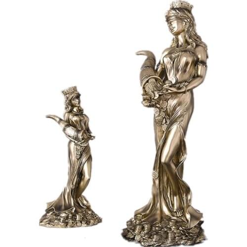 GODDESS OF FORTUNE ART SCULPTURE GREEK GOD OF WEALTH AND MONEY FIGURINE STATUE RESIN ART&CRAFT HOME DECORATION 33.5/60.5CM R1401