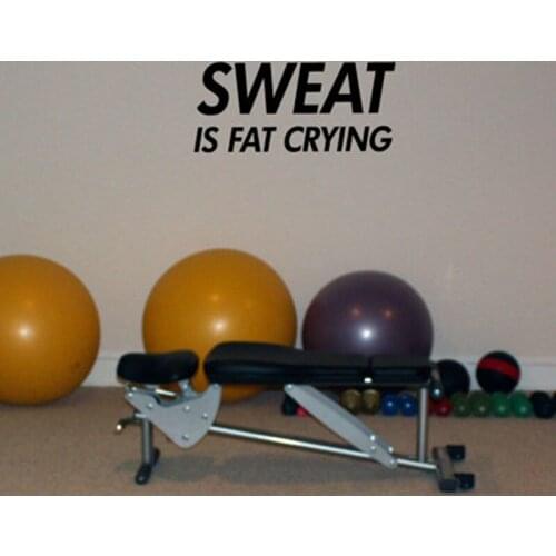 Sweat is Fat Crying Wall Decal In Home Gym Fitness Room Vinyl Sticker Workout Custom