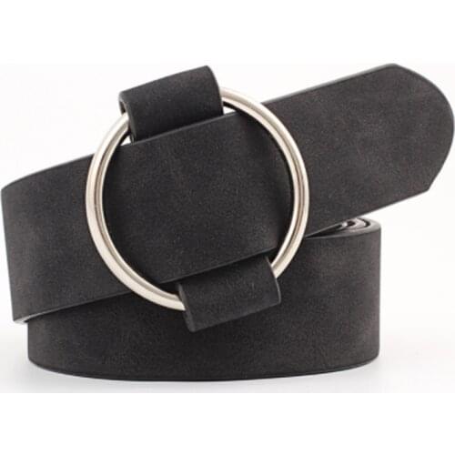 Woman Ladies Faux Leather Straps Belts Female Casual Round Buckle Wide Belts For Women Dress Jeans Belt