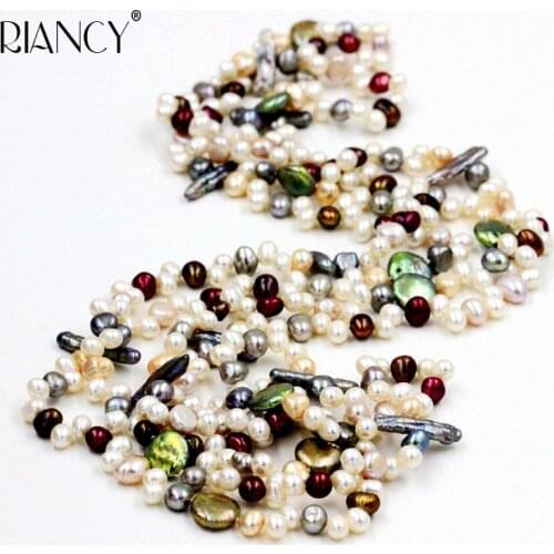 Fashion Natural Freshwater long Pearl Necklace For Women Beautiful Multicolor Bohemian stye Baroque Pearl Necklace Sweater chain