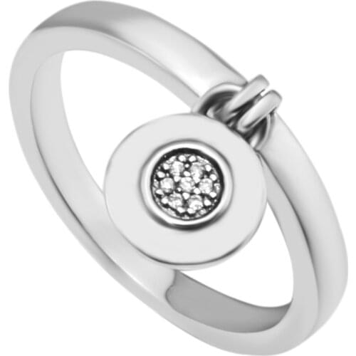 Signature Silver Ring with Clear CZ Fashion Rings for Women DIY Jewelry Making Original 925 Sterling Silver Charms Jewelry