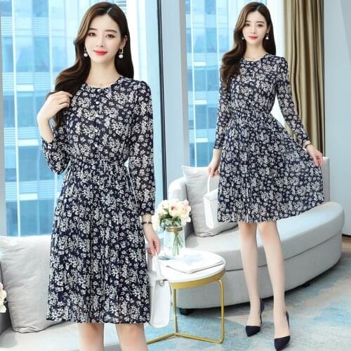 Autumn Winter Plus Floral Chiffon Boho Beach Dress 2021 Vintage Long Sleeve Causal Dresses Elegant Women Bodycon Party Vestidos