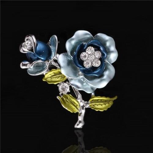 RONGQING 1Pcs/lot Enamel Esmaltes Rhinestone Flower Brooches for Women and Men Suit Accessories