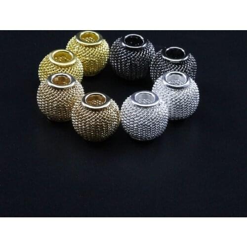 10pcs/lot 10*12mm Metal Mesh 5 colour Grid Round Ball Mesh Net Spacer Beads For DIY Bracelet Earrings Jewelry Making Wholesale