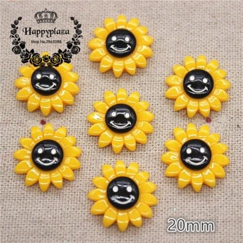 30pcs 20mm Resin Smile Face Sunflower FlatBack Cabochon DIY Jewelry/ Craft Decoration