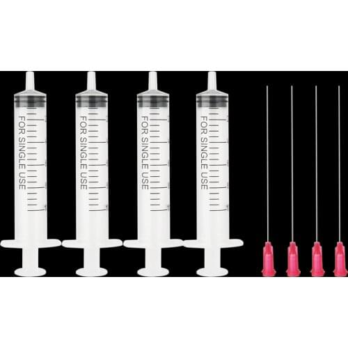 4pcs/set Capacity 10ml Transparent Syringe for Refill Ink CISS and Cartridges Measuring Tools with 4pcs Blunt Needle