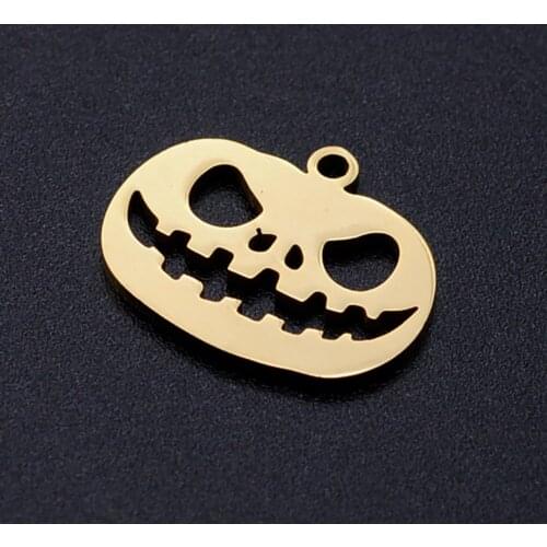 5pcs/lot Titanium Stainless Steel 17.5x15mm Hollow Out Pumpkin Lantern Charm Fit DIY Handmade Christmas Jewelry Decoration Craft