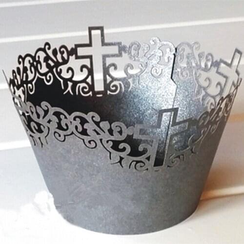 50pcs Lace Cross Cupcake Wrappers Cup cake Muffin Paper Wrapper Halloween Babyshow Birthday Party Home Decoration Supplies
