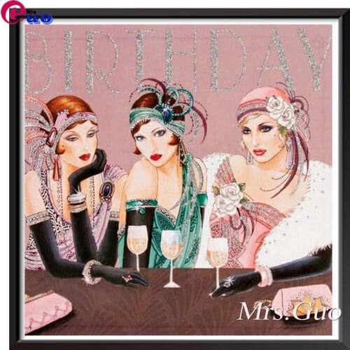 5D Diy Diamond Embroidery Elegant Lady Mosaic Full Square Diamond Painting Pretty Woman Cross Stitch Home Decoration