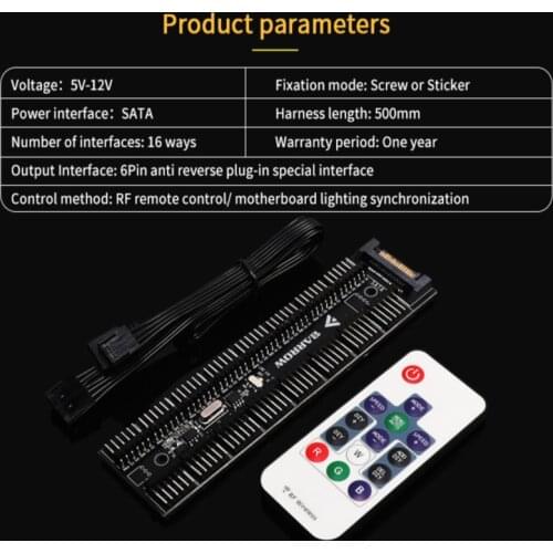 Barrow 16-way Controller, Full Function LRC2.0 5V ARGB Controller, Motherboard AURA SYNC