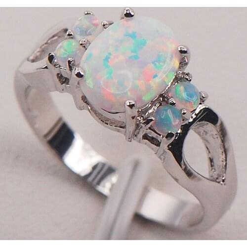 White Fire Opal Australia 925 Sterling Silver Woman Jewelry Ring Size 6 7 8 9 10 11 F576