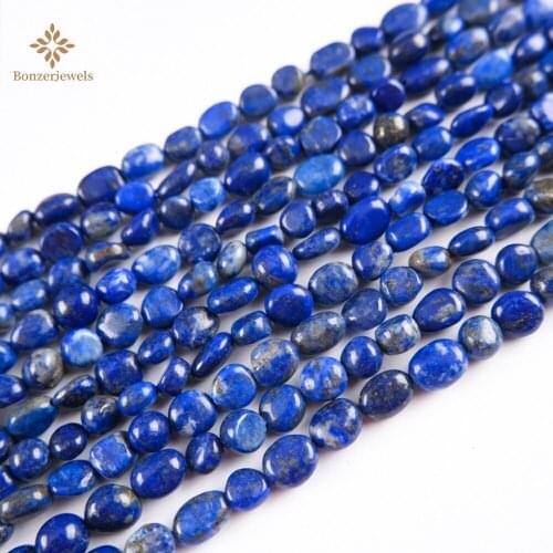 6-8mm Natural Stone Lapis Lazuli Irregular Nuggets Beads For Making DIY Necklace Bracelet Jewelry Accessories 15'' Strands