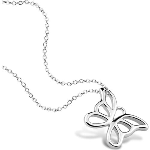Sweater chain long chain silver plated Necklace For Women Man Lovers Hollow Butterfly Silver Color Pendant Necklace Engagement