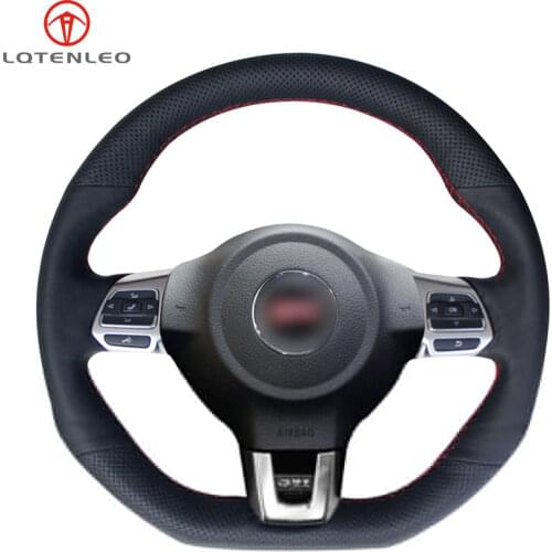 Black PU Artificial Leather Sew Car Steering Wheel Cover For Volkswagen Golf 6 GTI MK6 VW Polo GTI Scirocco R Passat CC R-Line