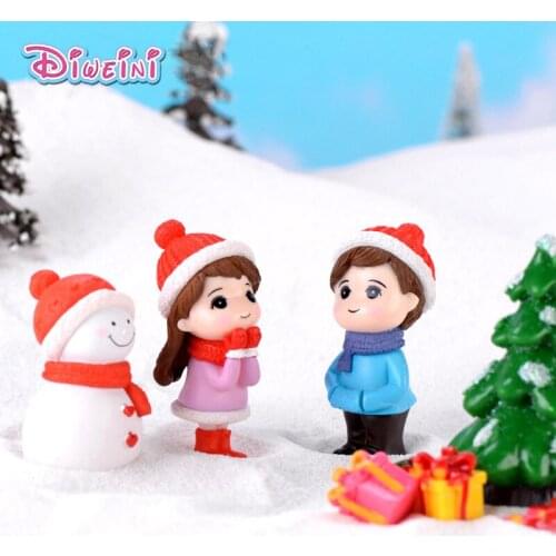 3pcs Winter Wedding doll Lover Model action Figure Miniature Figurine home Garden Dollhouse Decoration DIY Accessory toy gift