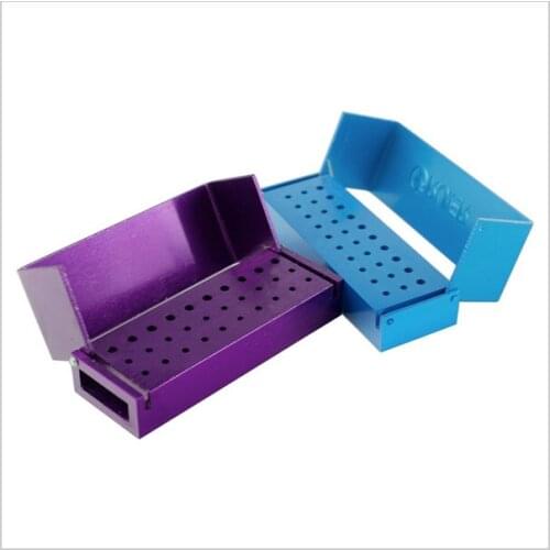 Hot sale 10pc New Autoclave Opening 30 Hole FG RA Bur Dental Holder Case Disinfection Box 2 Uses Purple Blue #B004