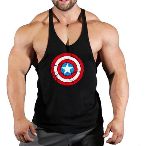 Captain Gym Cotton Singlets Canotte Bodybuilding Stringer Tank Top Fitness Shirt Muscle Guys Sleeveless Tanktop