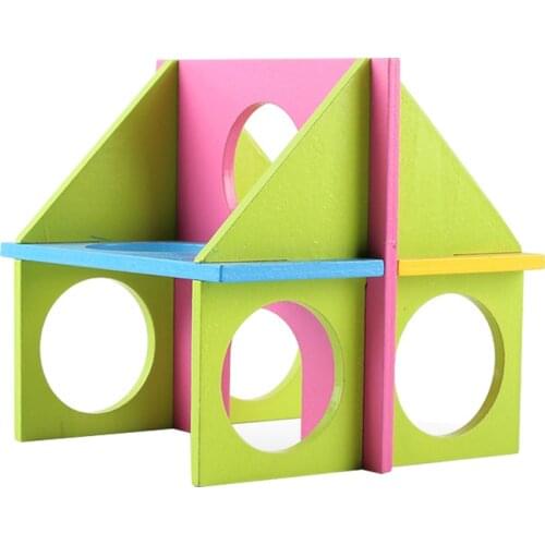 Hamster Exercise Toy Training DIY Wooden Hamster Hideout Hamster Playground Toy Cage Accessories for Small Pets Toy Pet Product