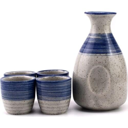 5pcs/set Ceramics Sake Cup Jug Japan One Pot of Four Cups Wineglass Set Winebowl Small Ceramic Wine Glass