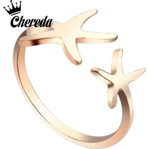 Chereda Trendy Ring Open Stretch Star Finger Rings Beach Starfish Women Ring Friendship Birthday Gifts Brand Statement Jewelry