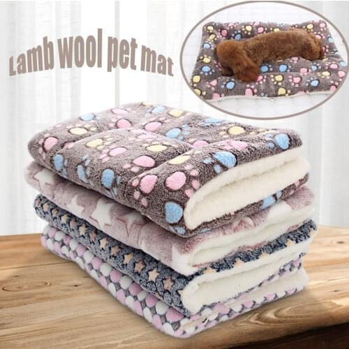 Pet Cat Bed Dog Bed Thickened Pet Soft Fleece Pad Blanket Bed Mat Cushion Home Portable Washable Rug Keep Warm