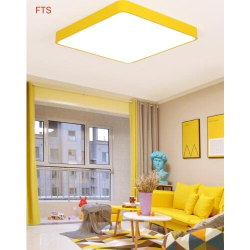 Nordic color square creative living room bedroom childrens room balcony modern ultra-thin macaron LED ceiling lamp
