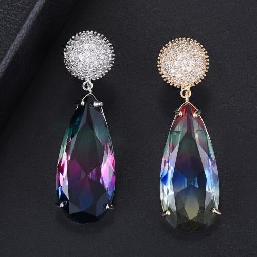 LARRAURI Mirco Paved Cubic Zirconia Dubai Fashion High Jewelry Delicate Pierced Crystal Drop Cubic Zirconia Dangle Drop Earrings