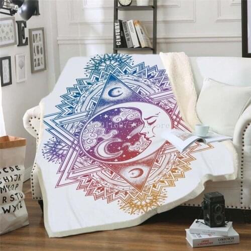 Mandala White Moon Elephant Blanket Plush 3d Printed For Adult Sofa Sherpa Fleece Bedspread Wrap Throw Blanket Microfiber