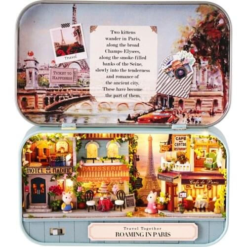 Box Theatre Dollhouse Miniature Toy with Furniture Rabbit DIY miniature Doll House LED Light Toys for Children Birthday Gift